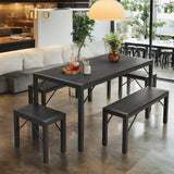 Wood Dining Room Dinette Sets with Metal Frame for Breakfast Nook and Small Space - Black