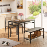 Dinning Table for 4, Kitchen Table and 2 Chairs for 4 with Bench, 4 Piece Dining Table Set for Small Space, Apartment - Gray