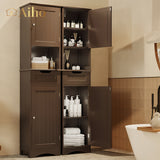 67" H Bathroom Storage Cabinet Organizer with Adjustable Shelves - Dark Brown