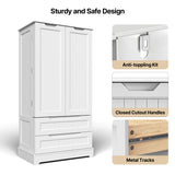 47" Kitchen Pantry Storage Cabinet with 2 Doors and 8 Shelves, Noelse Wooden Food Storage Cabinets with 2 Drawers for Dining Room and Craft Room