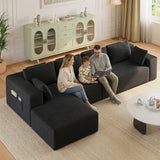 Lofka 134.3" Corduroy Sectional Sofa for Living Room L-Shaped Cloud Couch with Left-Facing Chaise