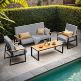 Asofer 4-PCS Patio Furniture Set, Outdoor Conversation Set for lawn, Yard, Poolside, Gray