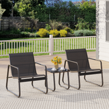 3 Pieces Patio Conversation Set Textilene Bistro Chairs Set of 2 with Coffee Table - Black