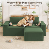 Lofka 80" Sectional Sofa l Shape,Green Couches for Living Room,Deep Seat Cloud Couch No Assembly Required