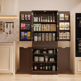 Noelse Kitchen Pantry Storage Cabinet With Doors, Noelse 71'' Large Kitchen Pantry with 1 Drawer and 6 Shelves for Kitchen Dining Room and Craft Room, Dark Brown