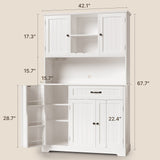 Noelse 67.7" Kitchen Hutch Cabinet with 5 Doors and 14 Shelves, Large Wooden Kitchen Pantry Storage Cabinet with Drawer, Tall Coffee Bar for Dining Room