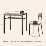 Dining Table Set for 2, 3 Piece Kitchen Table and Chairs Set for Dining Room & Kitchen-Gray