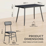 Asofer 5 Piece Dining Table Set with Upholstered PU Chairs, Kitchen Table and Chairs Set for Small Space, Black