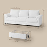 68 "L Futon, Couches and Sofas with Soft Armrest and 3 Comfortable Pillows - Light Gray