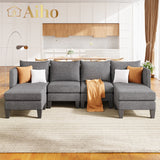 U-Shaped Sectional Sofa - Dark Grey