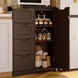 33.5 "H Kitchen Storage Cabinet, Pantry Cabinet with Doors and Adjustable Shelves for Kitchen-Dark Brown