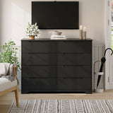 Asofer Queen Bedroom Furniture Set, Bed Frame with Charging Station, 2 Nightstands, 6 Drawer Dressers & 8 Drawer Dressers