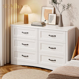 Drawer Dresser with 6 Drawers for Bedroom - White