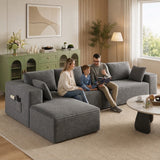 Lofka 134.3" Modular Cloud Sofa, L-Shaped Sectional Couch with Left-Facing Chaise,Corduroy Sofa for Living Room