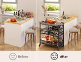 3 Tier 38" Home Bar Serving Cart with Large Storage Space - Gray