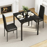 Dining Table Set for 2, Asofer Kitchen Table Set with Upholstered PU Leather Chairs for Kitchen Room, Living Room, Apartment, Black