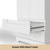 The 47"  Kitchen Storage Cabinet with Drawers and Adjustable Shelf - White