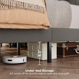 Asofer King Bed Frame with Headboard, Noise-Free & No Box Spring, Dark Gray