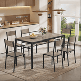 Asofer Dining Table Set for 6, 7-Piece Kitchen Table Set With Storage Rack for Apartment, Dining Room, Gray