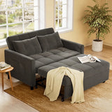 3 in 1 Convertible Sofa Bed,Asofer Modern Pull Out Couch SleeperBed with AdjustableBackrest,Loveseat Couch with Pockets for Apartment Office,Velvet Gray