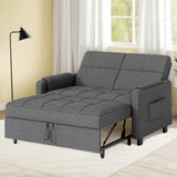 3-in-1 Convertible Sofa Bed, Lofka 51.2-inch Linen Sleeper Chair Bed with Adjustable Backrest and Pull-Out Couch, Suitable for Small Apartments, Dark Gray