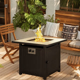 30'' Propane Fire Pit, 50,000 BTU Fire Pit Table with Lid and Lava Rocks for Outdoor, Patio, Garden