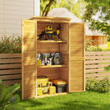 Asofer Wooden Garden Shed, Lockable Outdoor Storage Cabinet with 3 Removable Shelves, Waterproof Sloped Roof for Yard Patio, Natural