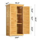 Asofer Wooden Garden Shed, Lockable Outdoor Storage Cabinet with 3 Removable Shelves, Waterproof Sloped Roof for Yard Patio, Natural