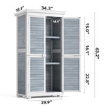 18.3"D x 34.3"W x 63.2"H (5.2 sq ft) Outdoor Wooden Storage Shed with Adjustable Shelves - Gray