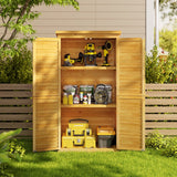 Asofer Wooden Garden Shed, Lockable Outdoor Storage Cabinet with 3 Removable Shelves, Waterproof Sloped Roof for Yard Patio, Natural