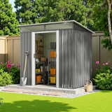 Asofer 6'x4' Outdoor Storage Shed with Sliding Lockable Doors, Transparent Panel Windows, Versatile Tool Bike Shed for Backyard, Patio, Gray