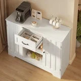 Noelse Kitchen Buffet Cabinet with Storage Small Coffee Bar Cabinet with Drawer, Kitchen Pantry Storage Cabinet with Door and Shelves for Kitchen Bathroom and Living Room, White