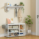 Coat Rack with Shoe Storage Bench, Entryway Hall Tree