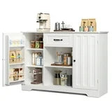 Noelse Kitchen Buffet Cabinet with Storage Small Coffee Bar Cabinet with Drawer, Kitchen Pantry Storage Cabinet with Door and Shelves for Kitchen Bathroom and Living Room, White