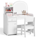 Asofer Kids Vanity Princess Dressing Table and Chair Set with Mirror and LED,White