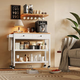 Kitchen Utility Cart with Drawer and Shelves for Home - White