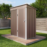 Outdoor Metal Storage Shed, Asofer Galvanized Steel Tool House with Lockable Doors & Vents Waterproof for Backyard Garden Patio Brown
