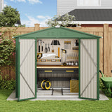 Asofer 8 x 6 ft. Outdoor Storage Shed with Lock, Galvanized Metal Tool Garden Shed Storage with Air Vent for Patio, Lawn