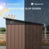 6x4 FT Metal Storage Shed- Brown