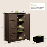 Noelse Kitchen Pantry Storage Cabinet with Drawers, 33'' Small Kitchen Pantry Cabinet with 3 Shelves and 1 Door for Kitchen Dining Room and Bathroom, Dark Brown