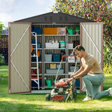 Asofer Shed and Outdoor Storage Shed, 6' x 4' Steel Tool Shed for Outside, Anti-Corrosion Storage House, Brown