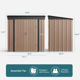 6'x 4' Outdoor Storage Shed with Lockable Doors & basic frame for Backyard Patio Lawns-Light Brown