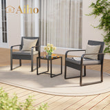 3 Pieces Patio Set Outdoor Wicker Furniture Sets with Coffee Table for Yard，Home,Lawn,Balcony, Bistro(Gray)