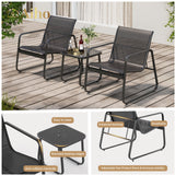 3 piece Patio Furniture Set with Coffee Table for Patio, Garden and Bistro - Black