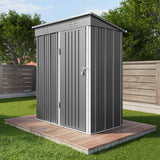 Asofer 5' x 3' FT Outdoor Storage Metal Shed, with 2 Sliding and Lockable Door, Dark Gray