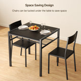 Dining Table Set for 2, 3 Piece Kitchen Table and Chairs Set for Dining Room & Kitchen-Black