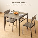 Dining Table Set for 2, 3 Piece Kitchen Table and Chairs Set for Dining Room & Kitchen-Gray