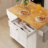 Kitchen Island with Storage, Asofer Multifuctional kitchen island for Kitchen with Drop Leaf, White