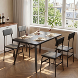 Asofer 5 Piece Dining Table Set with Upholstered PU Chairs, Kitchen Table and Chairs Set for Small Space, Black