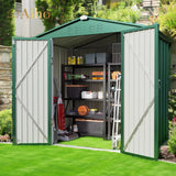 6' x 4' Metal Outdoor Storage Shed with Double Lockable Doors - Green